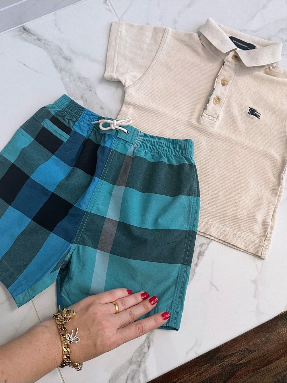 BURBERRY Trunks Polo Shirt Swim Baby Toddler Boy Set 12-18M Beach Outfit Child 1